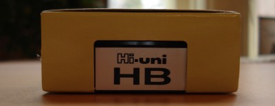 Mitsubishi Hi-Uni pencil box cutout.
