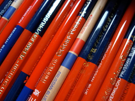 Red and blue pencils
