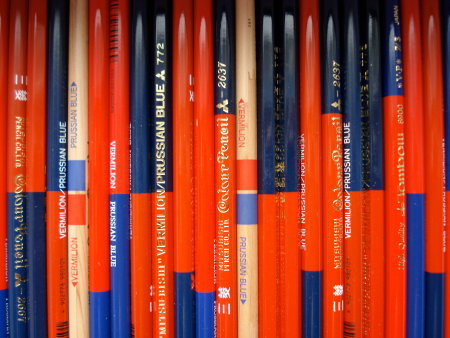 Red and blue pencils